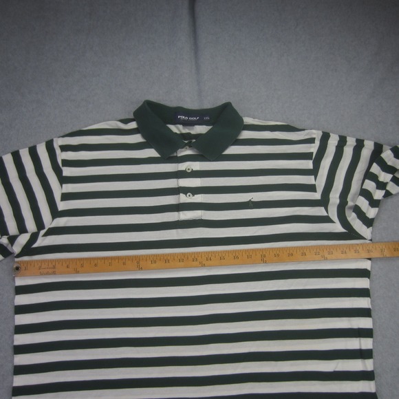 Ralph Lauren Polo Golf Shirt Mens XXL Green Striped Long Sleeve Rugby Preppy - Picture 10 of 12